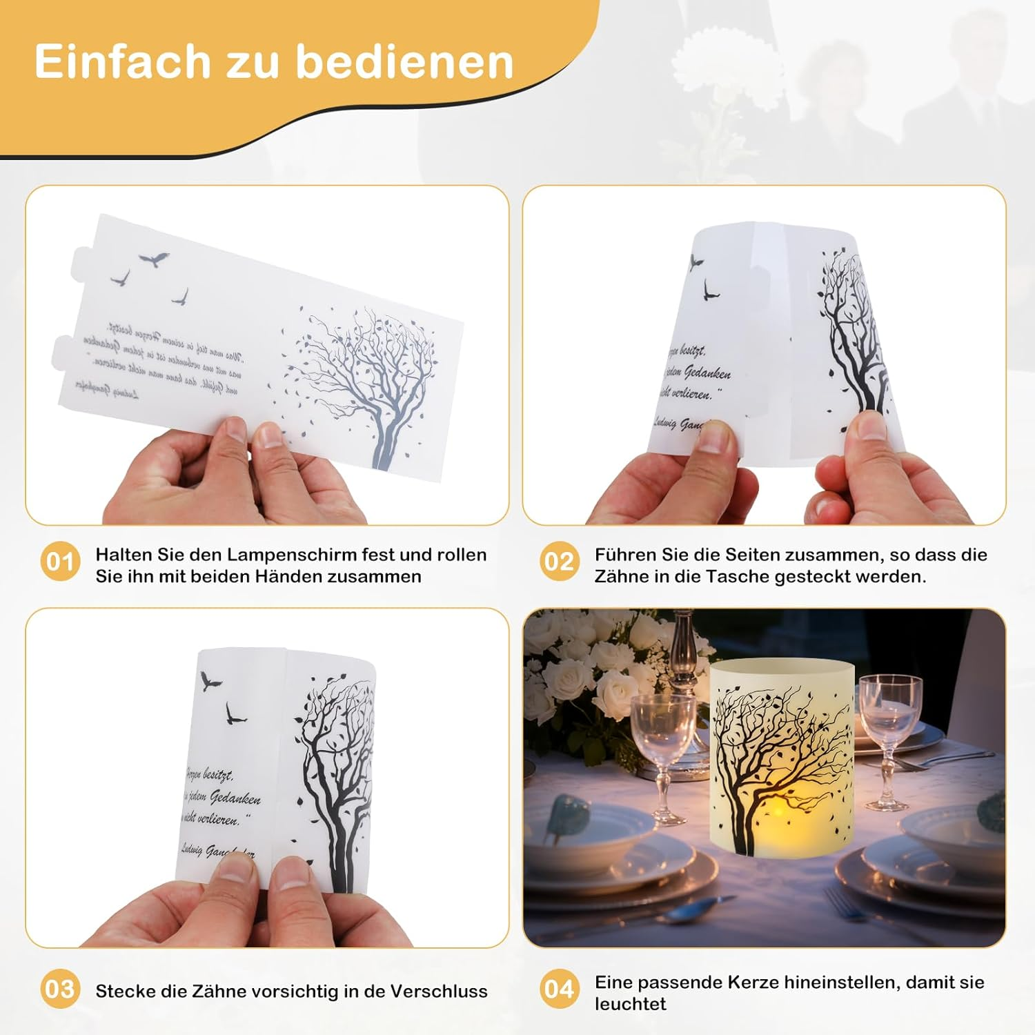 Table Decoration Funeral, Seutgjie Funeral Candles with Saying Black and White Mourning Lantern with Engraving for Tea Lights or Candles image number 1