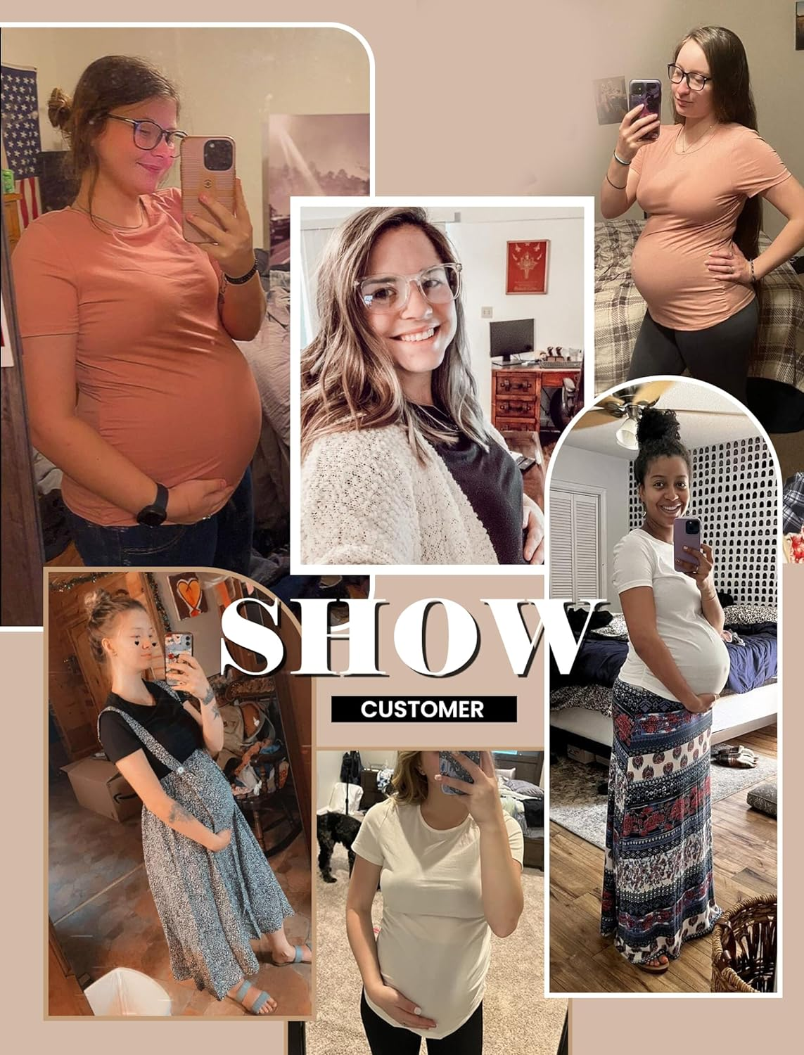 Ekouaer Womens Maternity Tops 3 Packs Short Sleeve Casual Pregnancy Shirts image number 5