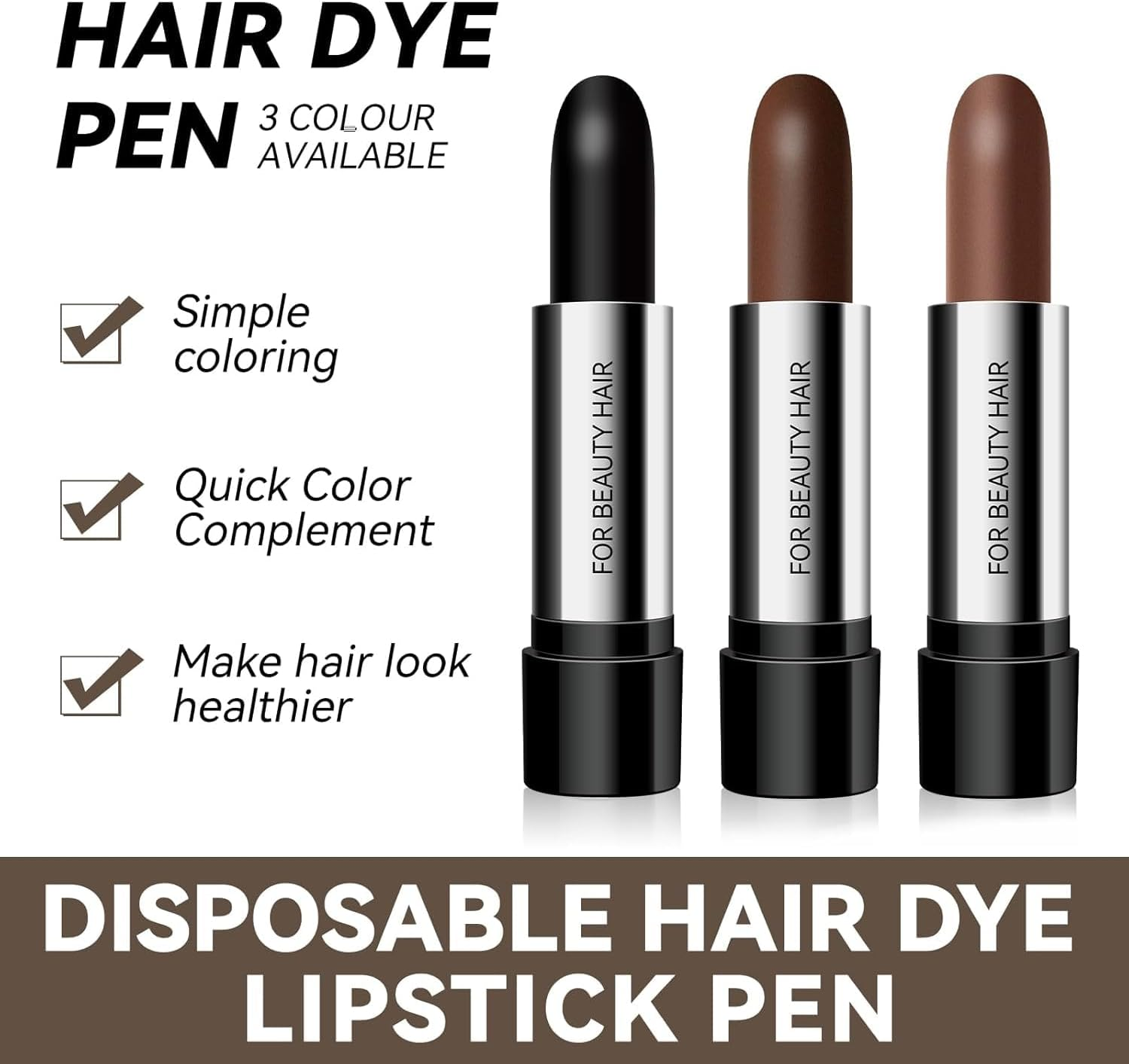 Disposable Hair Dye Pen, Cover Gray Hair Color Touch-Up Stick, Hair Color Pen for Roots, One-Time Hair Dye Instant Gray Root Temporary Coverage (03# Coffee, L) image number 5