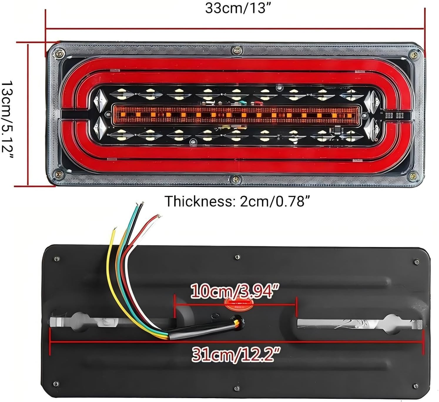 2 Pack LED Car Truck Tail Light, Rear Light, Stop Brake Indicator Signal Lamp, Fit for 24V Lorries, Trucks, Trailers image number 1