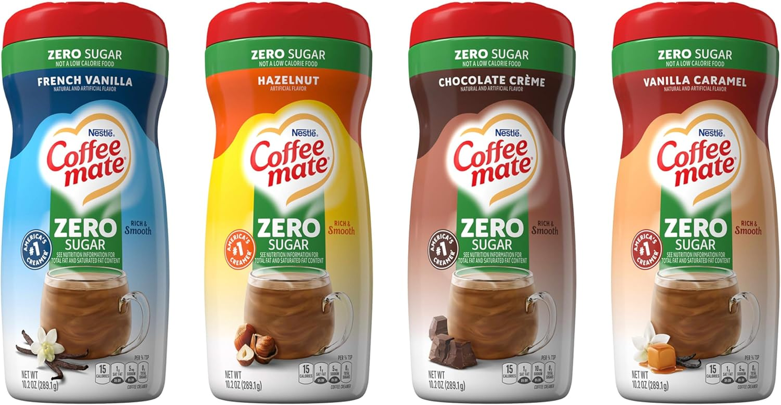 Coffee Mate Zero Sugar Flavored Creamer 4 Pack Variety Pack (10.2 Oz Bottles) &ndash; Vanilla Caramel, Hazelnut, French Vanilla, Chocolate Cr&egrave;me image number 2