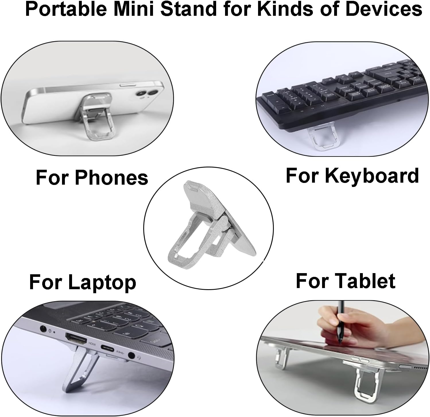 Meagtlva Foldable Laptop Stand,2Pcs Alloy Portable Keyboard Riser with 2 Adjustable,Self-Adhesive Invisible Notebook Holder, Mini Computer Keyboard Lift Stand for Desk (Sliver, 2 Adjustable Angles) image number 5