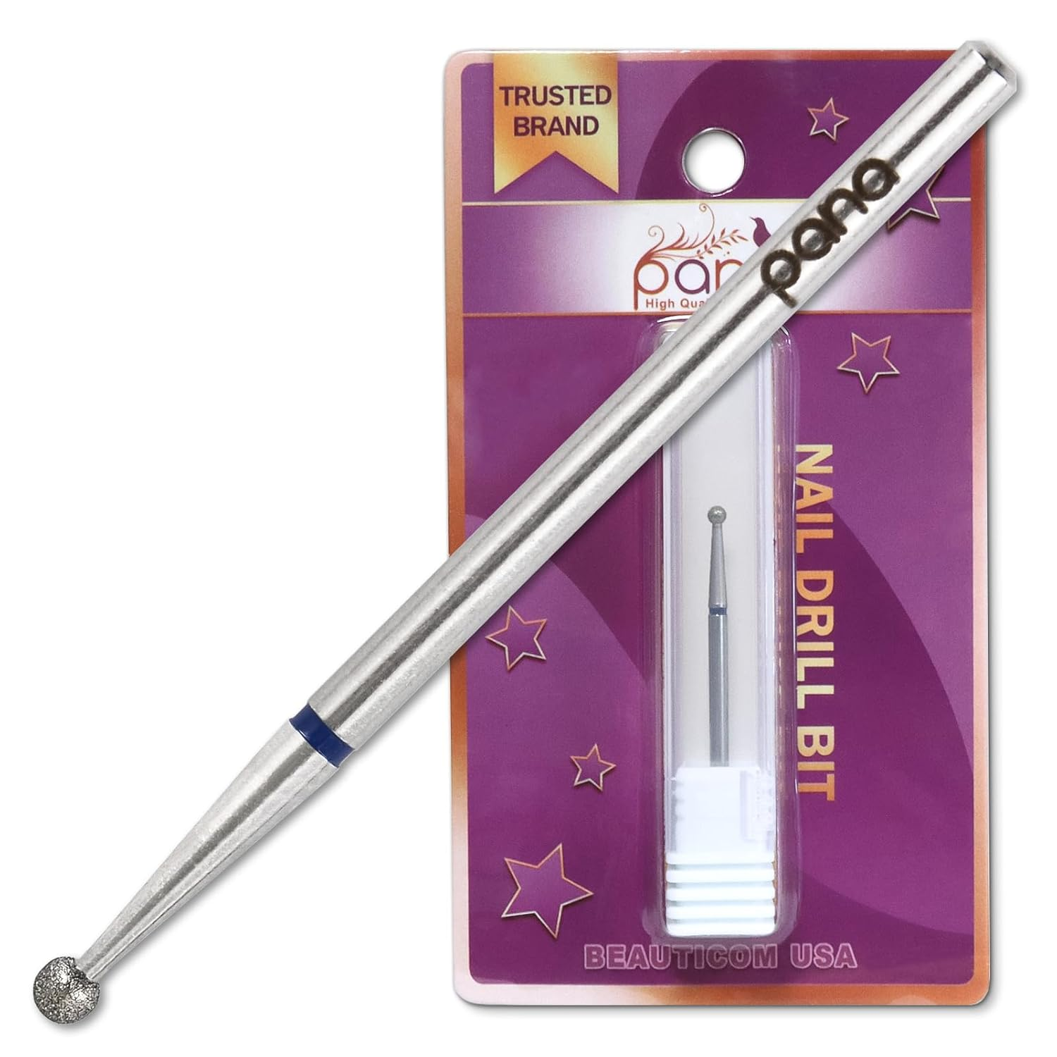 PANA 3/32&rdquo; Diamond Nail Drill Bit (Medium Grit) - Professional Cuticle Nail Drill Bits for Acrylic Gel Nails Dry Manicure Pedicure Shape Remove Tools (Ball Bit, Style 02)