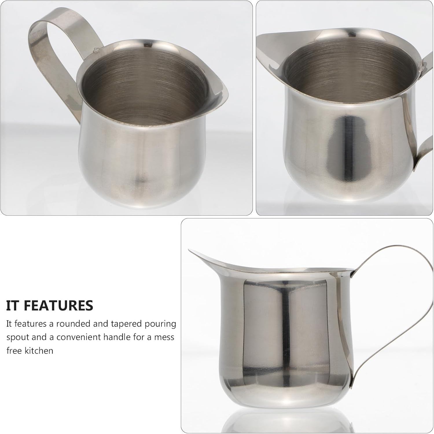 PLAFOPE Stainless Steel 2Oz Milk Frothing Pitcher Coffee Garland Cup 50Ml Measuring Milk Jug for Cafe Espresso Latte Art image number 6