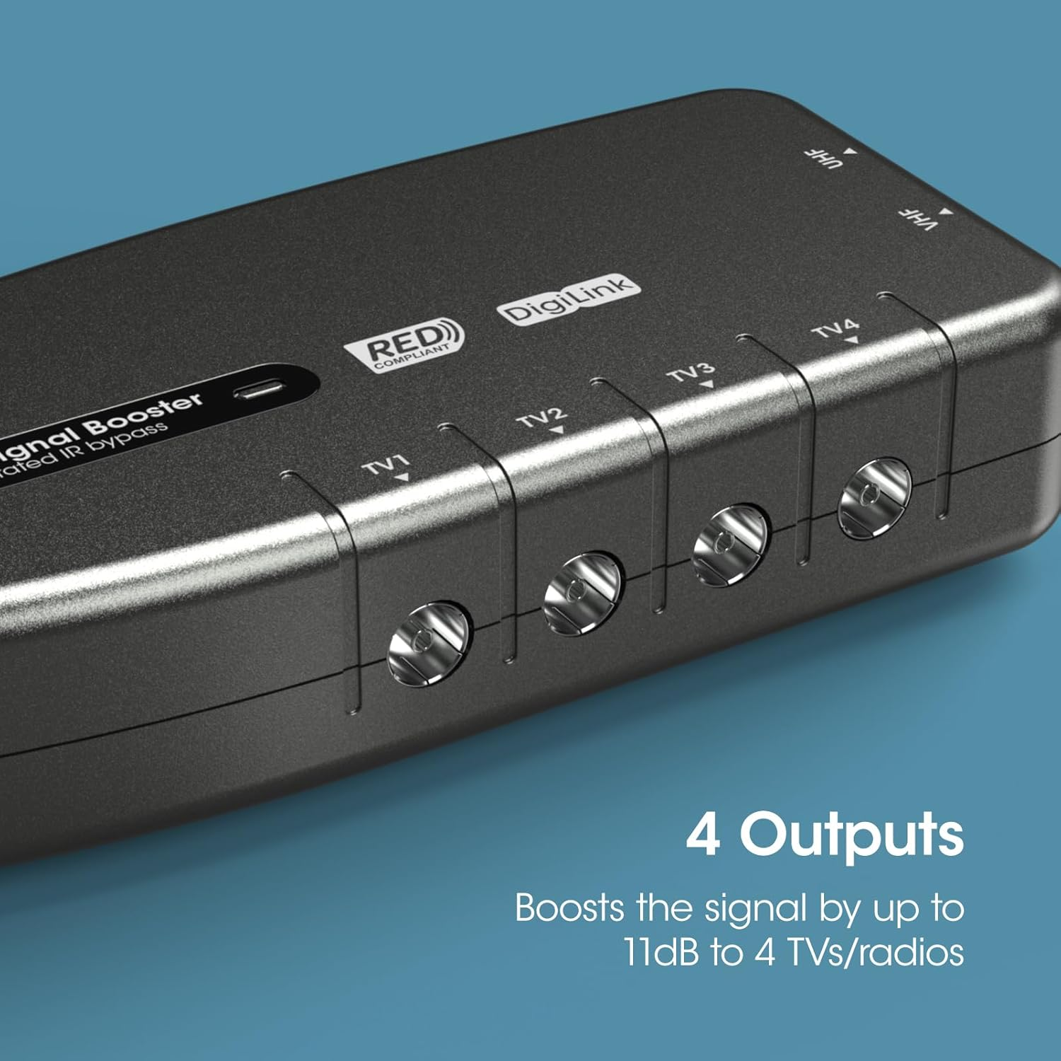 Slx Signal Booster, TV Amplifier Four Output 27820BMR - Improve Picture Quality and Channel Reception - Boost Your HD TV/FM/DAB Signal. 4 Way - for HD and Freeview image number 2