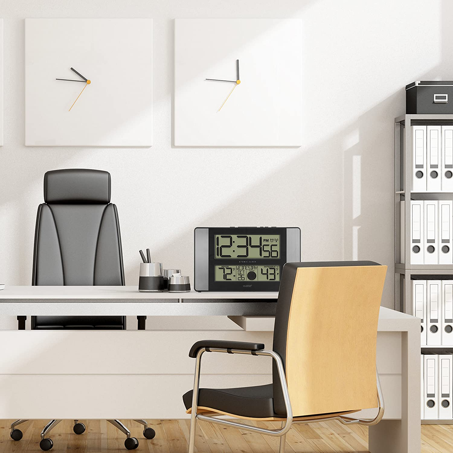 La Crosse Technology 513-1417AL-INT Atomic Clock W Outdoor Temp, Grey/Black