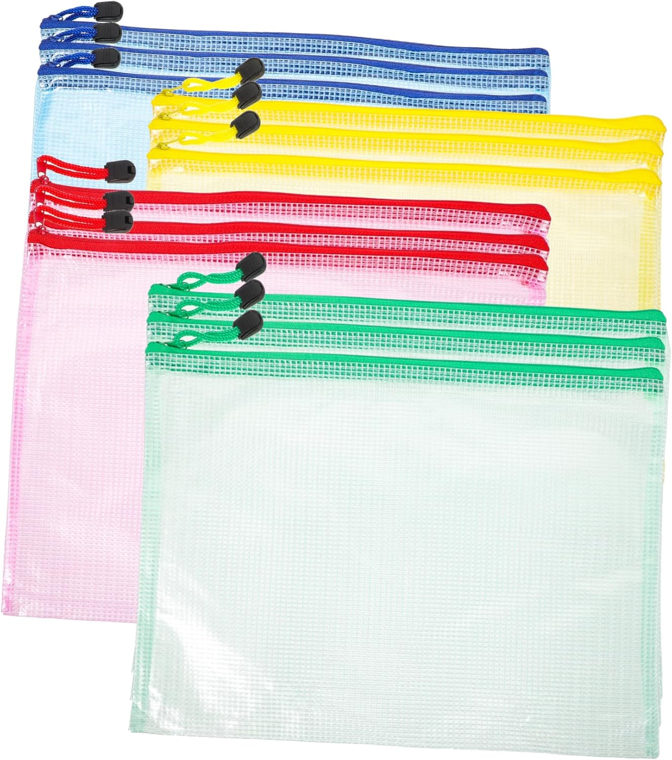 TOGEVAL 12Pcs A4 Zipper File Pouches Waterproof Thickened Document Organizers Stationery Storage Bags for Office School Receipt and Paper Folder image number 5