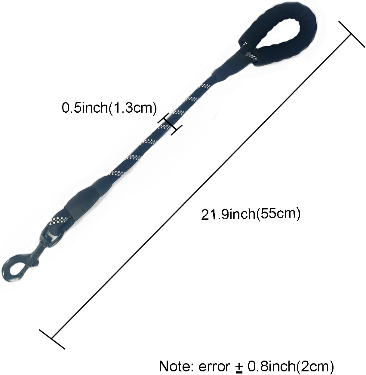 Easy Control with Short Dog Leash for Climbing Training Walking and Guiding Blind, 2 Feet Nylon Dog Leash, Strong Leash with Highly Reflective Threads for Medium Large Heavy Duty Dog Leads (Black) image number 2