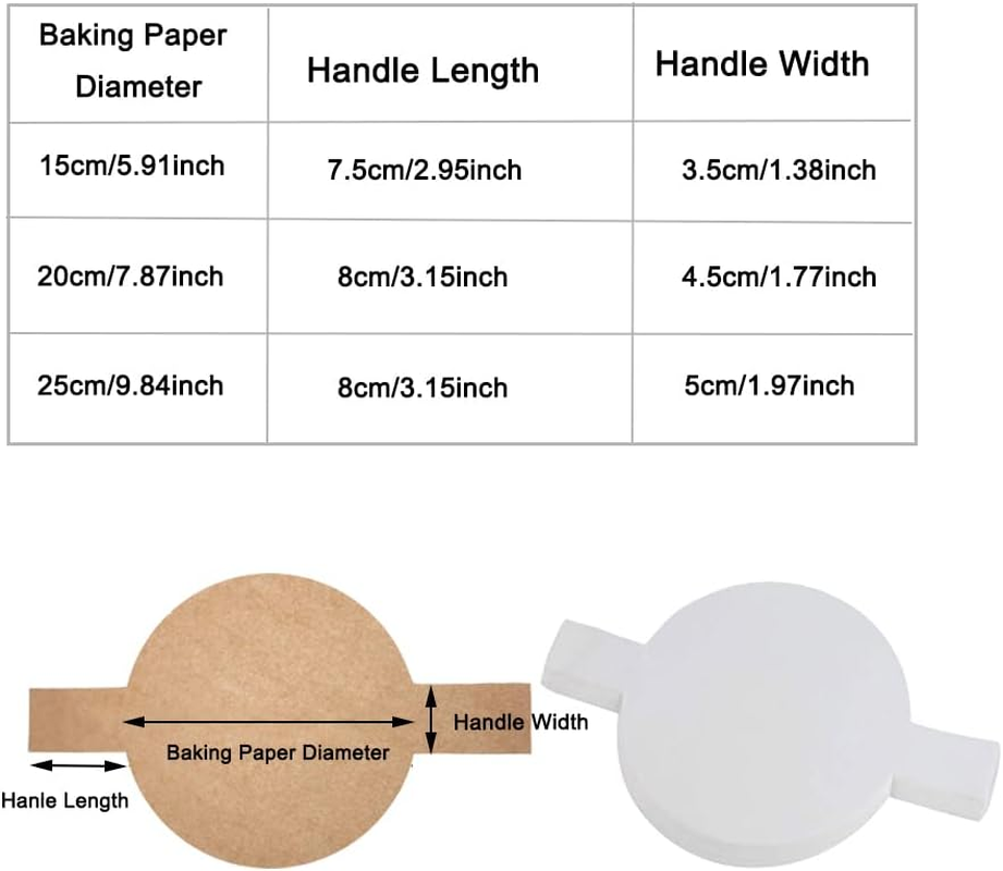 100Pcs Baking Paper, Non-Stick Baking Parchment round Cake Tin Liners with Hanging Ears for Kitchen Home (15Cm, White) image number 6