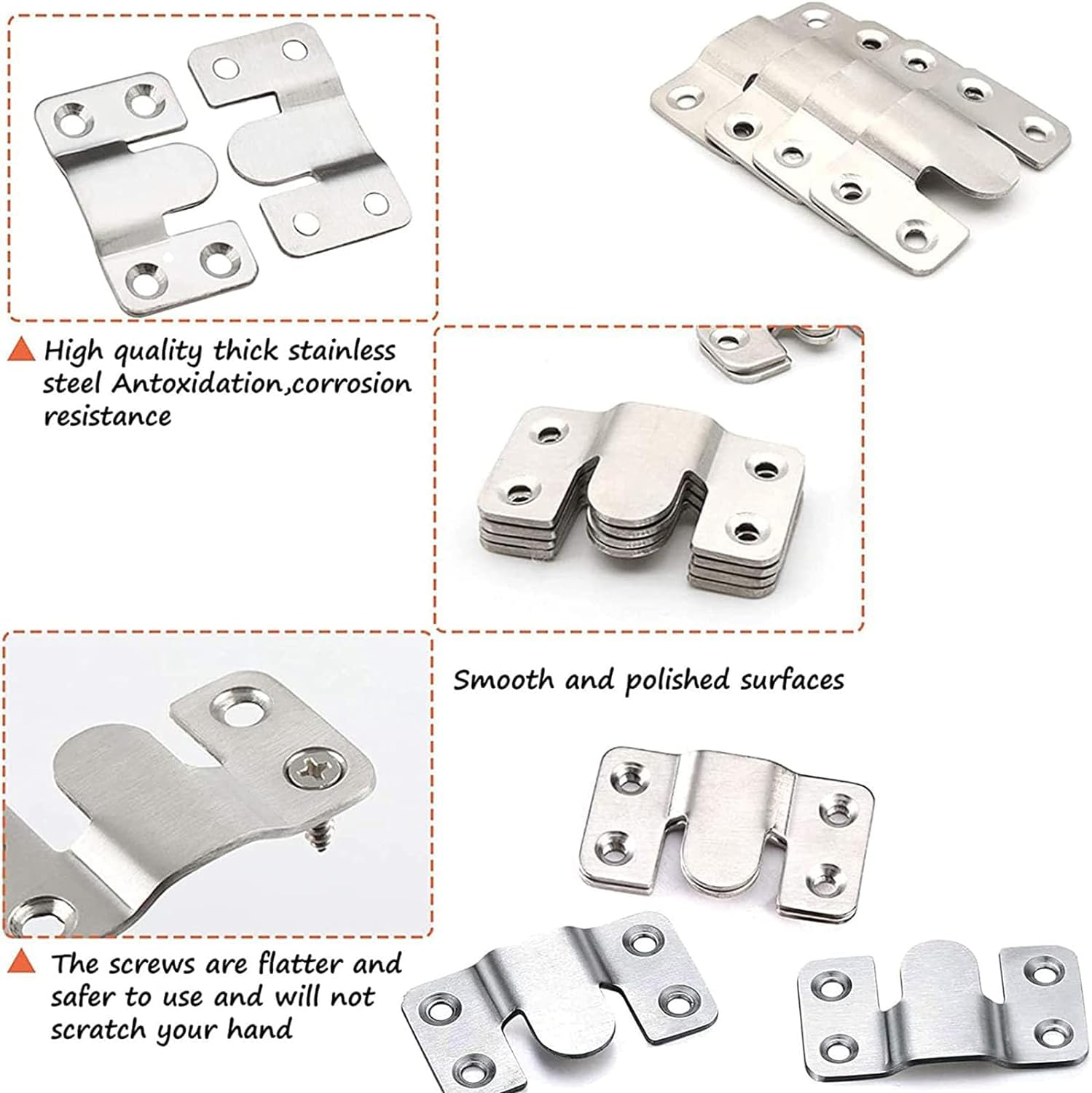 QYINXIU Flush Mount Bracket, Headboard Wall Mounting Brackets-56 X 30Mm Interlocking Hanging Bracket with Screws, Mounting Hardware for Picture image number 3