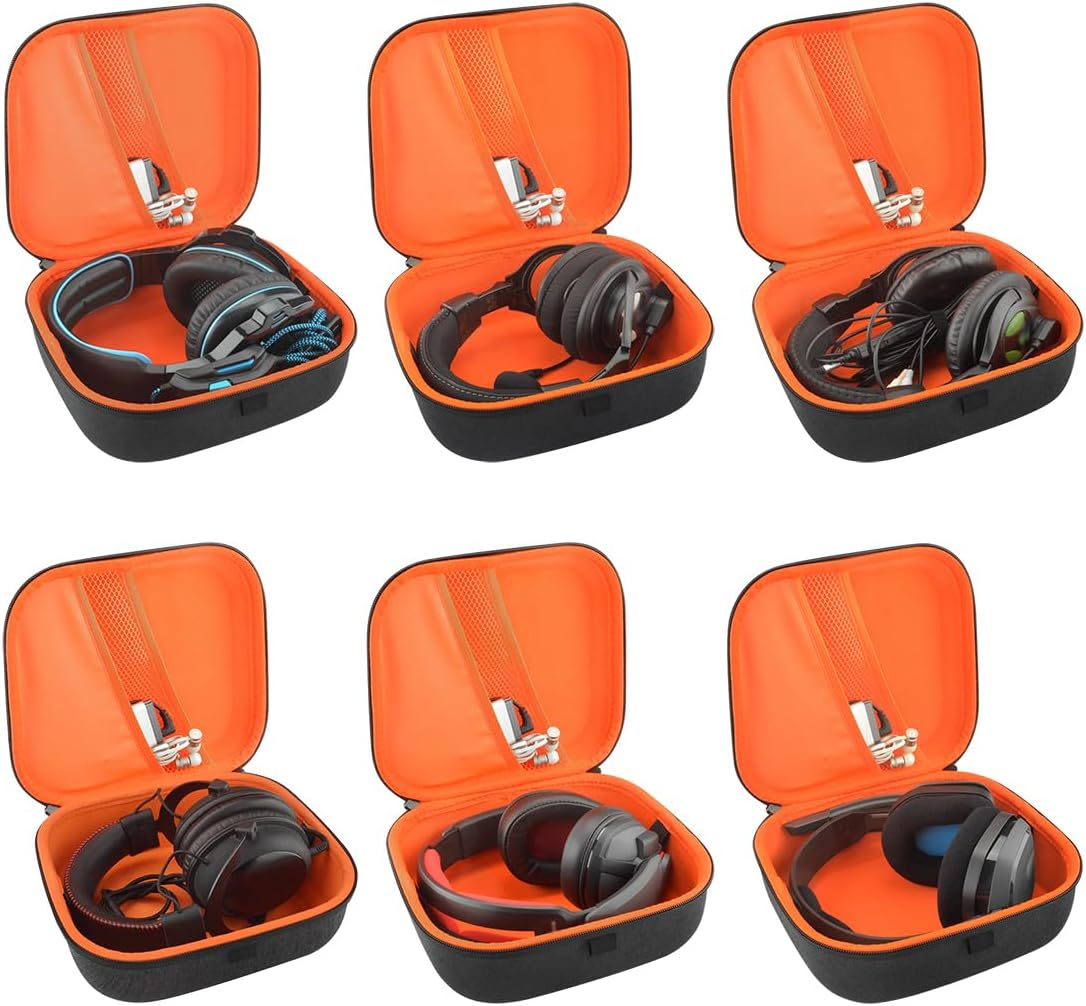 Geekria Shield Gaming Headset Case for Large Over-Ear Headphones, Replacement Hard Shell Travel Carrying Bag with Cable Storage, Compatible with Sony WH-G700, MDR-G300 Headsets (Dark Grey) image number 2