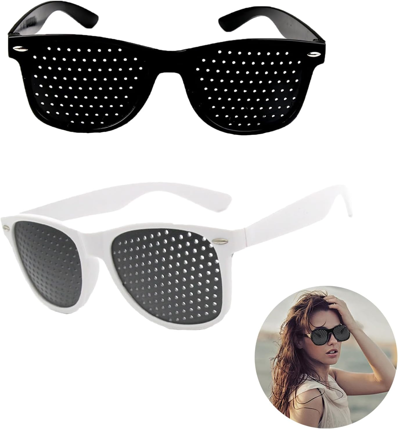 Pack of 2 Grid Glasses for Eye Training, Grid Glasses, Eye Trainer, Hole Glasses, Grid Multidot Glasses, Pinhole Glasses, Multi Dot Glasses for Vision Improvement - Red image number 5