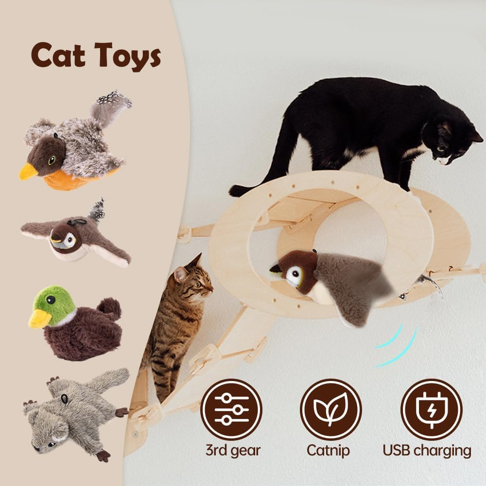 2026 New Interactive Cat Bird Toy, Flapping Wings Sparrow Catnip Toys, Vivid Chirping, Simulation Bird Singing Cat Toy, Electric Interactive Cat Toys for Indoor Cats, Rechargeable (Sparrow) image number 3