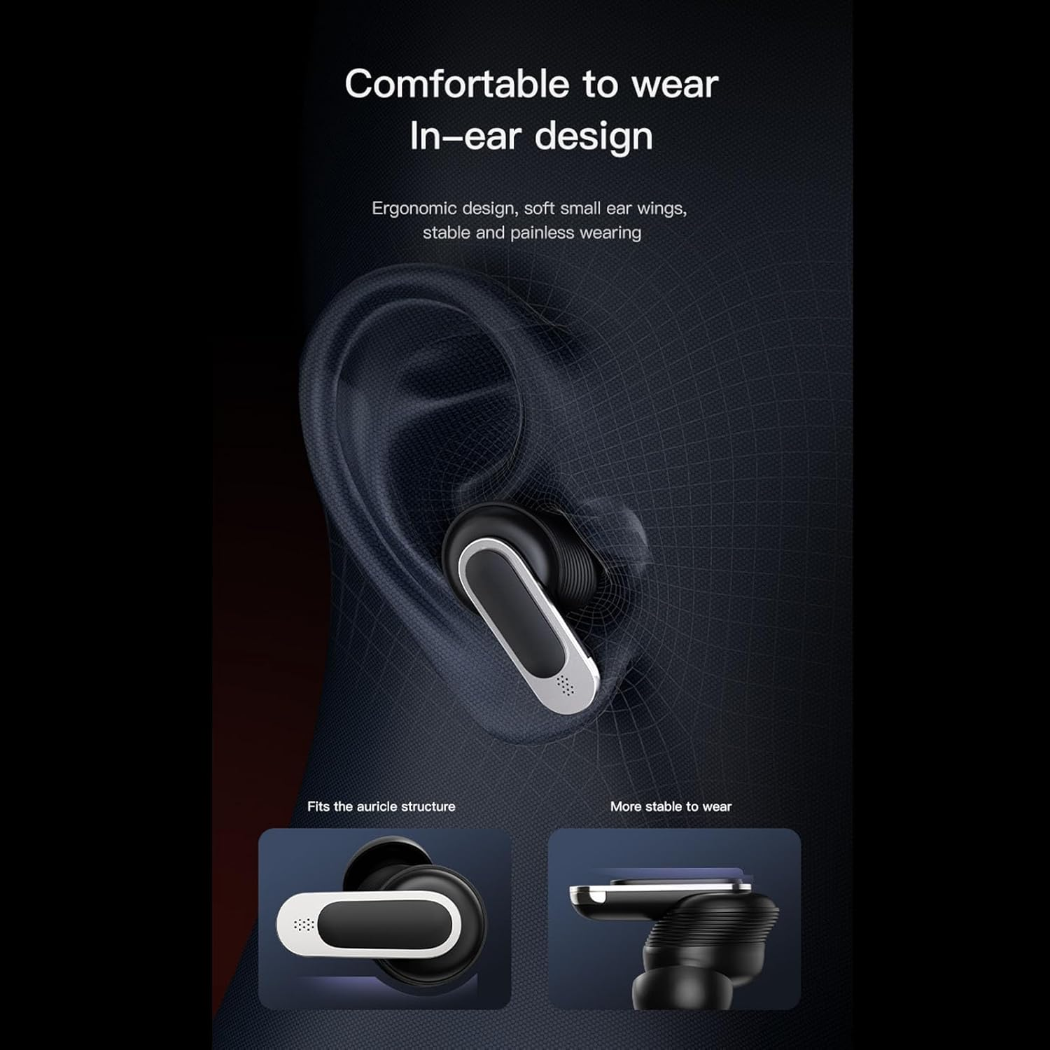 Luocute Earphones, 13 Function Noise Cancelling Lossless Sound Comfortable Wireless Sports Earphones with LED Display, Suitable for Workout Running image number 3