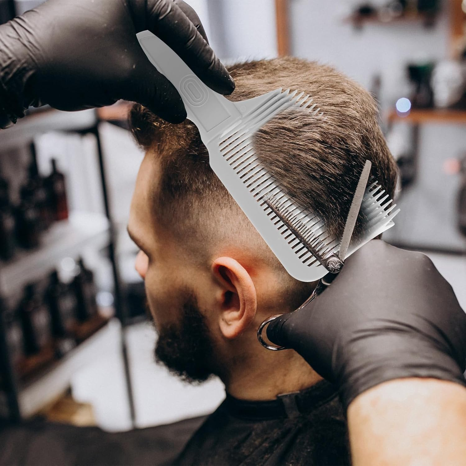 Barber Fade Combs Flat Top Combs, 2Pcs Barber Fade Comb Fading Comb Barber Hair Cutting Comb Barber Fade Comb Curved Triangular Tooth Comb Blending Flat Top Comb,Anti-Static Barber Fade Comb for Men image number 1