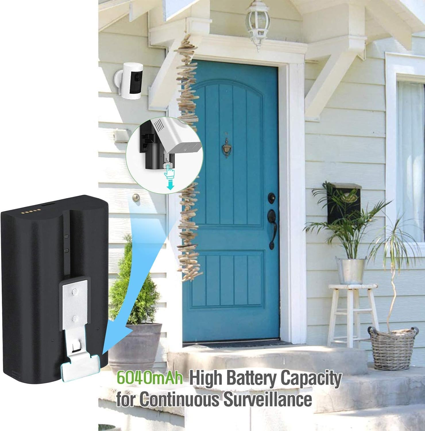 2 Packs 6040Mah Replacement Rechargeable Battery with Charger Station for Ring Video Doorbell Camera 2/3/4, Spotlight Camera and Stick up Cam 3.65V Battery image number 3