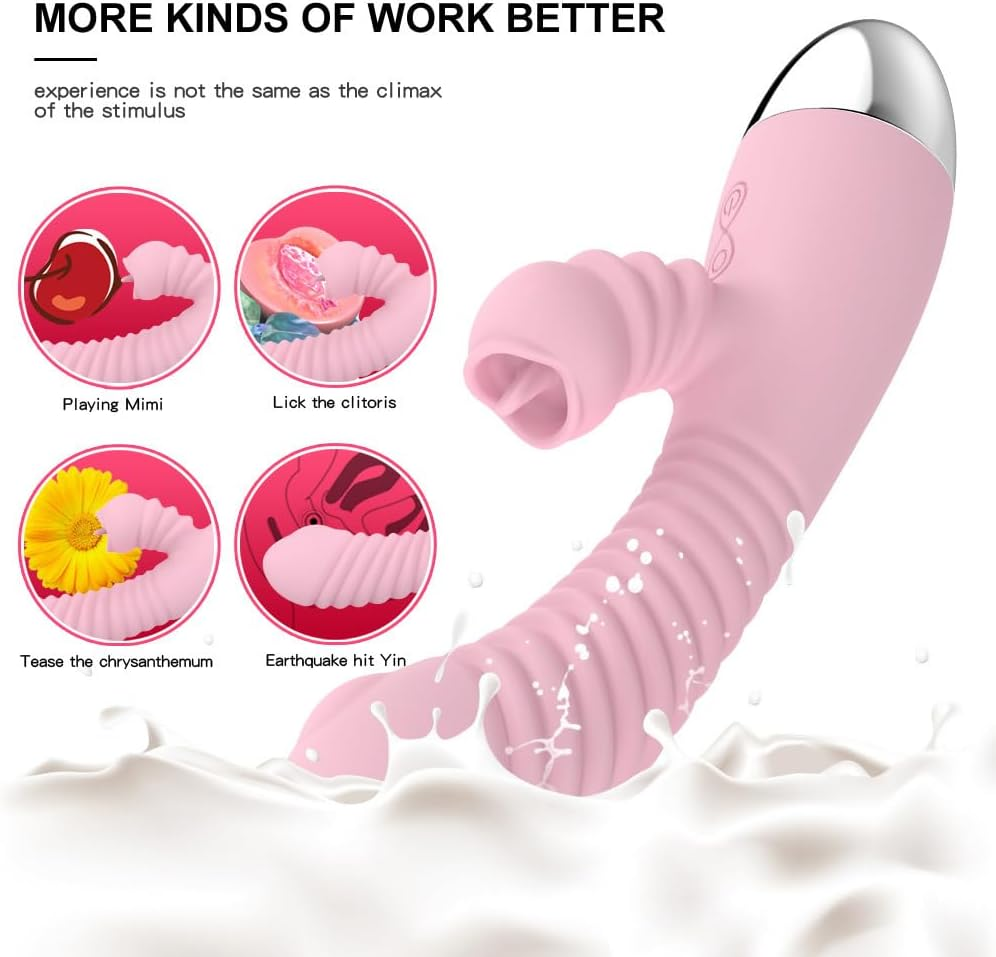 Vibrating and Heating G-Spot Female Masturbator Vibrating Massage Stick Strong Vibration Silent 10 Modes Strong Stick Portable Soft Silicone Ball Close-Fitting Bullet Massage Pleasure Electric Waterproof Setting Sexy Masturbation Female Vibrator Passion Fish Tongue Licking Heating Vibrator Charging Design Intelligent Variable Frequency Silicone Jumping Egg Adult Products (Pink) image number 1