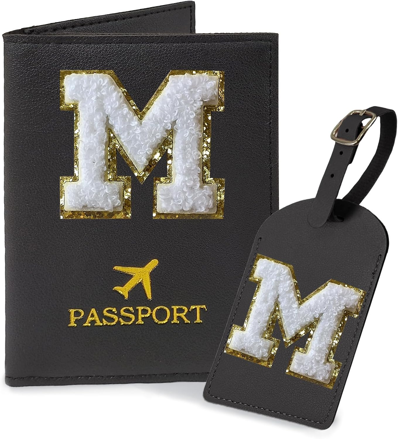 COSHAYSOO Initial Passport Cover and Luggage Tag Set for Women, Teal, L