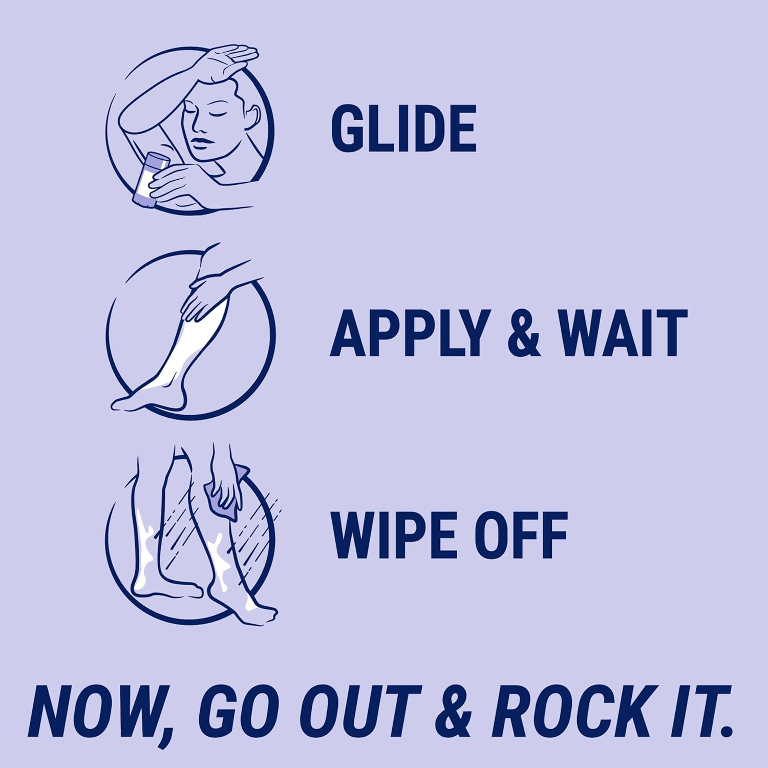 Nair Glide on Hair Removal Cream, Arm, Leg, and Bikini Hair Remover, Depilatory Cream, 3.3 Oz Stick image number 2