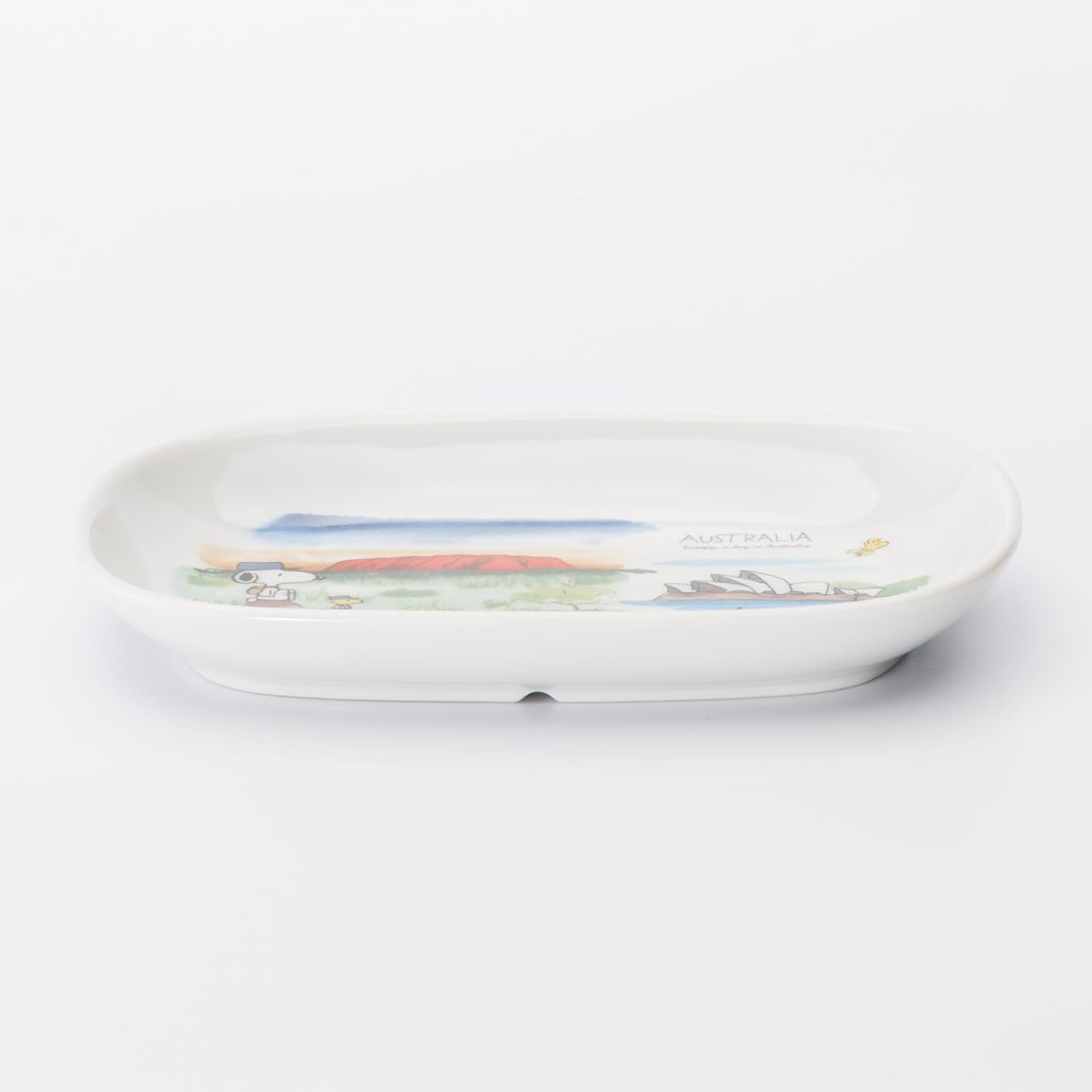 Peanuts 885280 Snoopy World Travel Australia Dinner Plate, Oval Plate, Width 7.5 X Depth 5.1 Inches (19 X 13 Cm), Microwave and Dishwasher Safe, Made in Japan image number 1