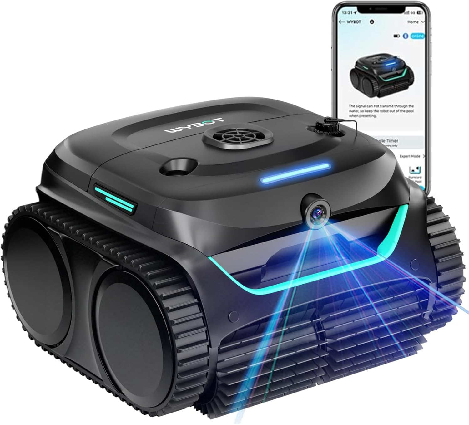 (2026 New) WYBOT C2 Vision AI Camera Cordless Pool Vacuum Robot for Inground&Above Pools, 8 Mode Robotic Pool Cleaner, Utra-Fine Filtration, Powerful Suction, Wall Climbing, Waterline Cleaning, Black