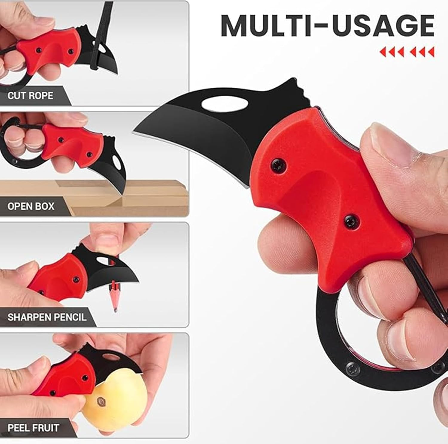 Small Pocket Knife for Men Women, Carabiner Mini Keychain Knife, Box Cutter, Folding Knives for Indoors Outdoors, Gifts Stocking Stuffers for Him and Her(Red) image number 4