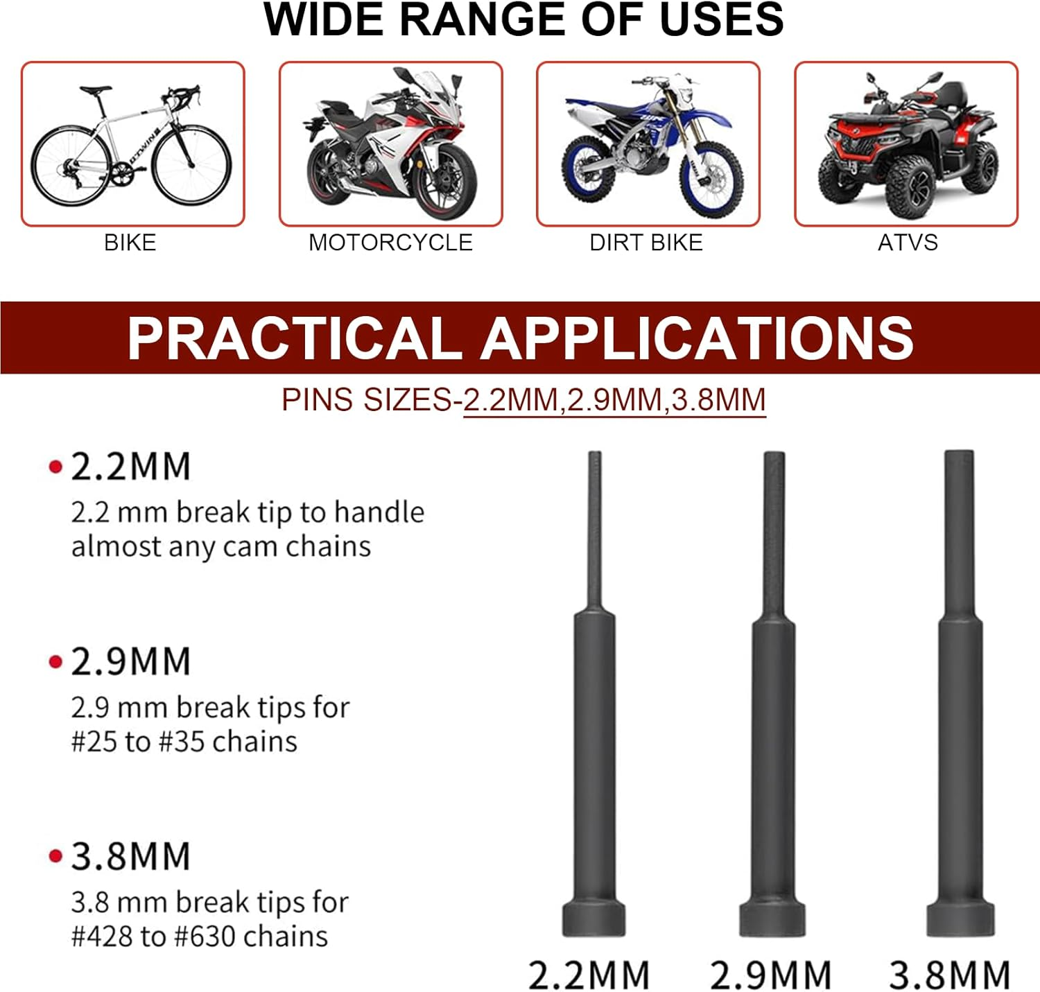 MAEZOE Motorcycle Chain Breaker Tool Kit Efficient Chain Cutter and Rivet Tool Durable Portable for Motorcycles Bikes ATV Repair DIY Enthusiasts Mechanics image number 5