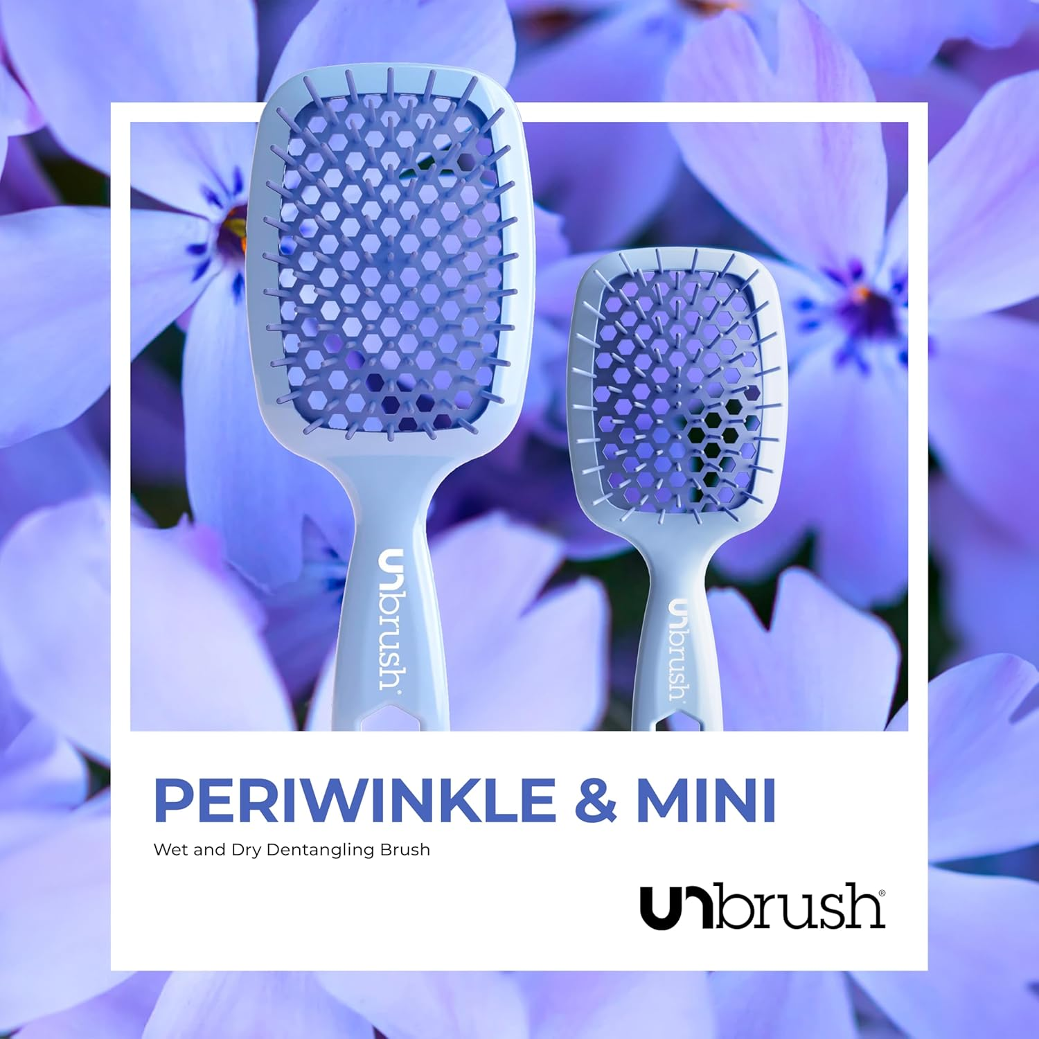 FHI HEAT Unbrush and Unbrush MINI Wet & Dry Vented Detangling Hair Brush, Periwinkle Light Blue