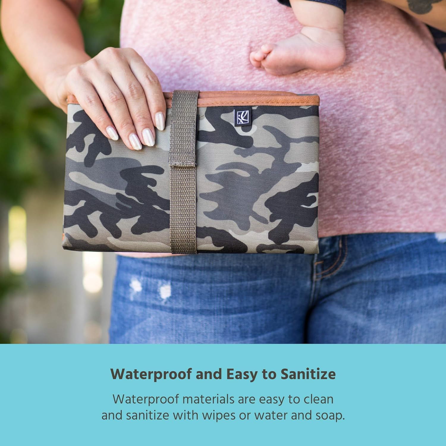 J.L. Childress Full Body Portable Baby Changing Pad, Fully Padded for Baby'S Comfort, Waterproof, Opens to 19" X 30", Camouflage image number 2