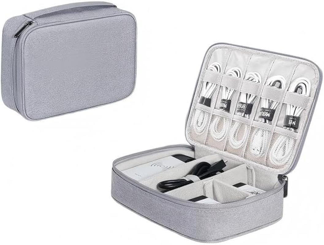 Electronics Organizer Travel Case,Electronic Accessories Storage Bag,Portable Waterproof Cable Organizer Bag,Travel Cord Organizer Bag for Small Charging Cord Storage,Cables,Sd Card (Grey)