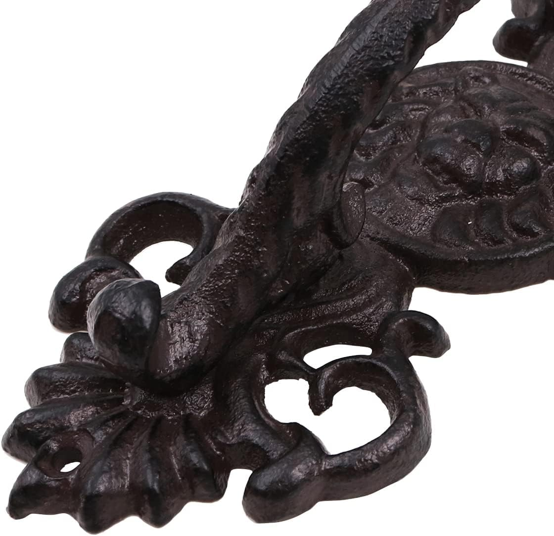ZONADA 22Cm Cast Iron Door Handle Heavy Duty Vintage Style with Lion Decor Barn Door Wooden Door Pull Handle Passage Home Hallway Closet Garden Gate Shed Cabinet Door Grab Handle Indoor Outdoor image number 1