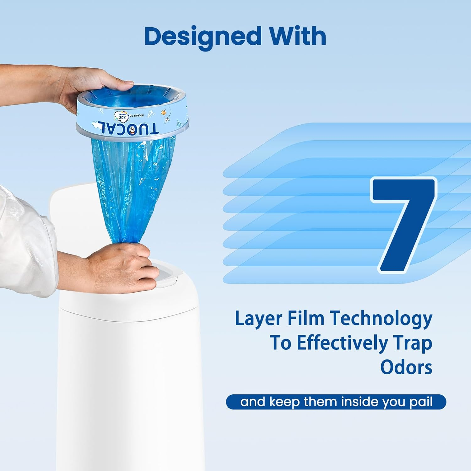 Nappy Bin Refill Cassettes, 4 Pack Refill Cassettes with Nappy Bin Refills Bags Compatible with Angelcare Nappy Bin Refills & Litter Locker II Nappy Disposal System, 7 Layer Bags Odor-Locking image number 6