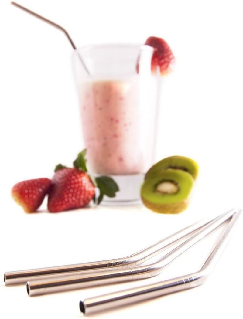 EKIND Stainless Steel Reusable Bent Drinking Straws and Cleaning Brush Set (Set of 4) image number 5