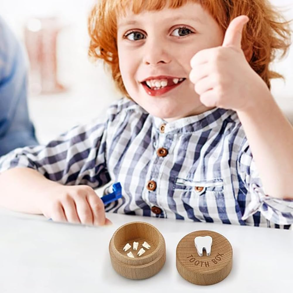 3D Tooth Fairy Box, Carved Wooden Box Souvenir Dropped Tooth Keepsake Storage Box image number 1