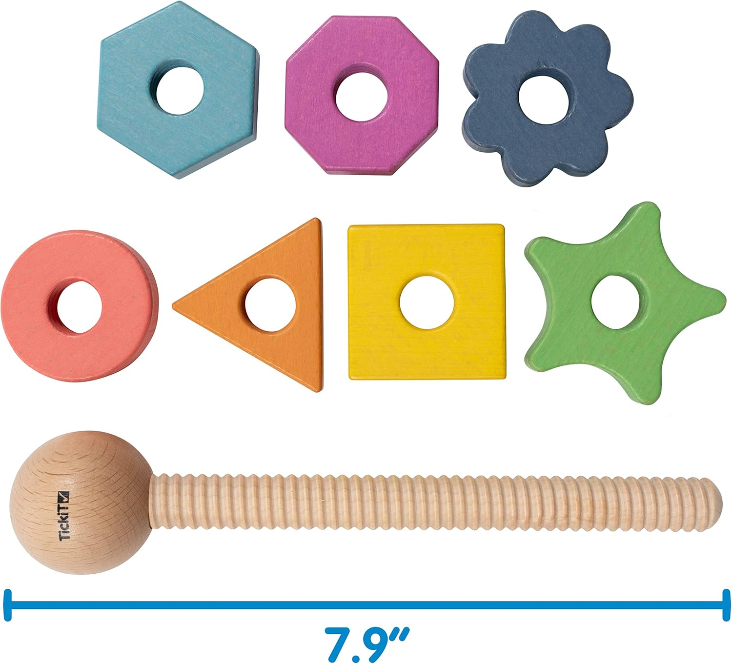 Tickit 74003 Rainbow Wooden Twister-7 Colours and 7 Shapes image number 6