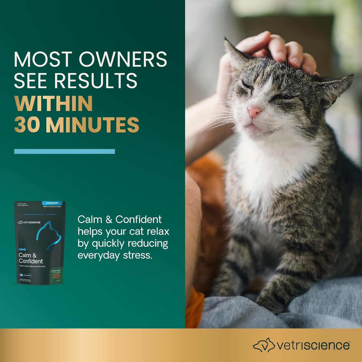 Vetriscience Composure, Calming Formula for Cats, 30 Bite-Sized Chews image number 5