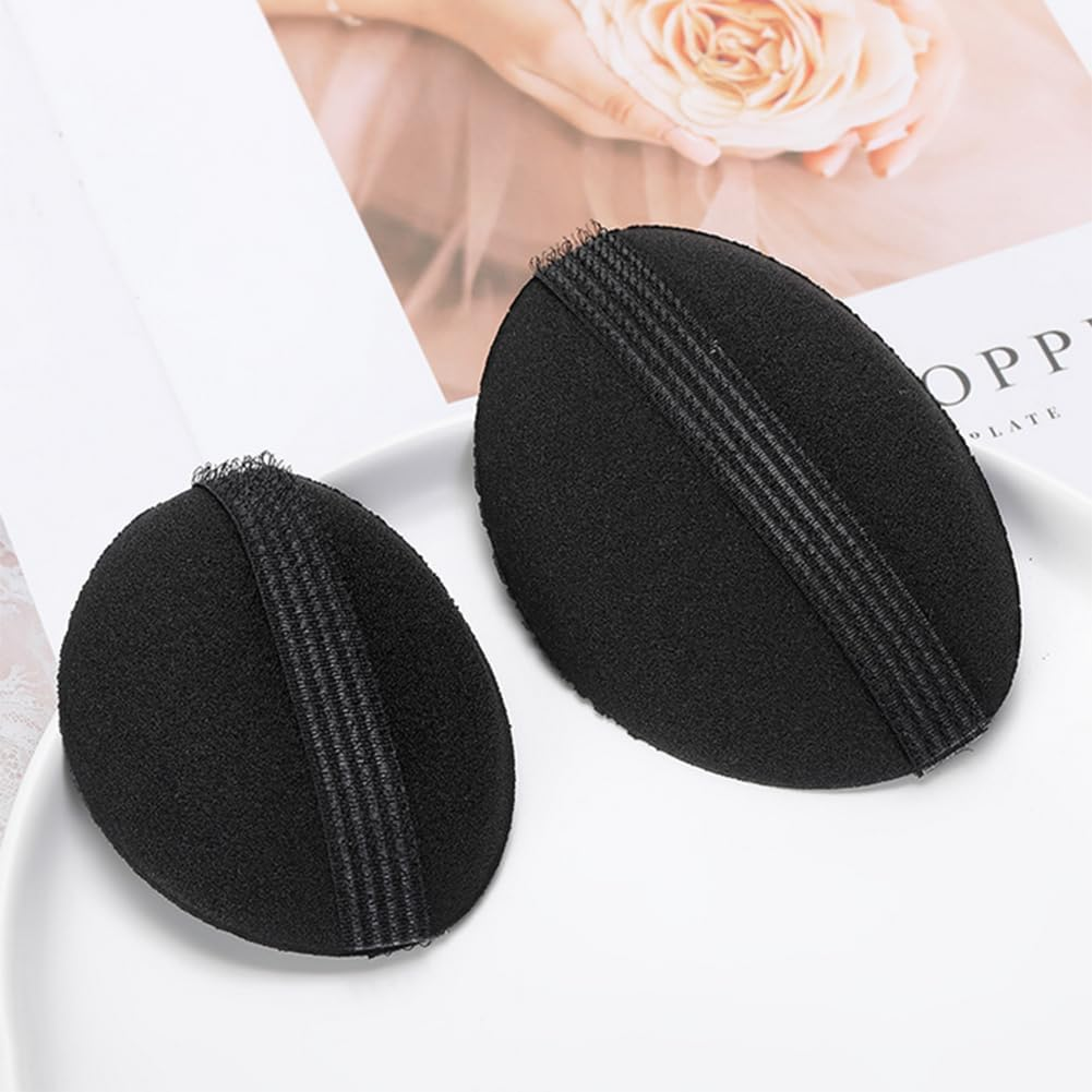 4Pcs (2 Large+2 Small) Black Sponge Bump It up Volume Hair Base Hair Stick Pad Fluffy Hair Padding Insert Cushion Hair Base Styling Insert Tool for Women Girls image number 6