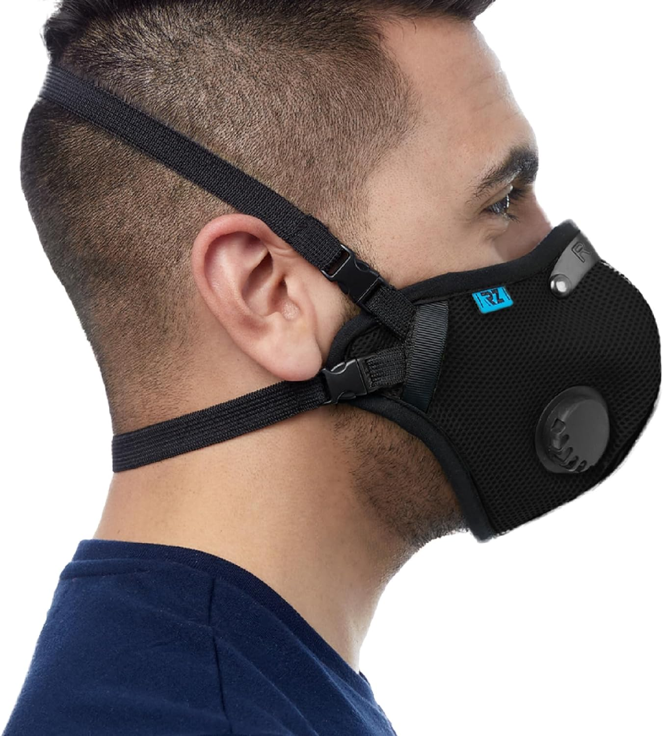 Rzmask M2.5 Large Dust Face Mask Breathable Mesh Black with Replaceable Filters