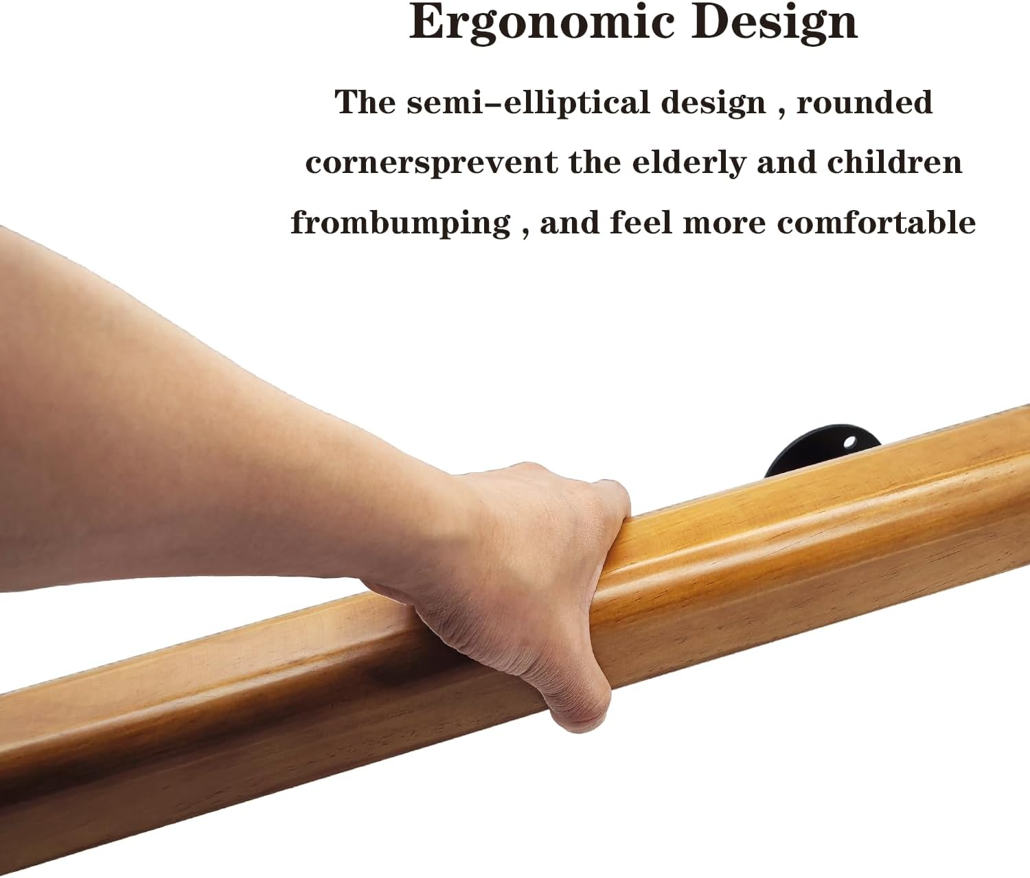 WUTUSENT 3.3FT/100CM Wooden Stair Handrails, Non-Slip Staircase Handrail,Hand Railings for Stairs Indoor Outdoor, for Home Garden Corridor Lofts Kindergarten Guardrail Decking Railings image number 1