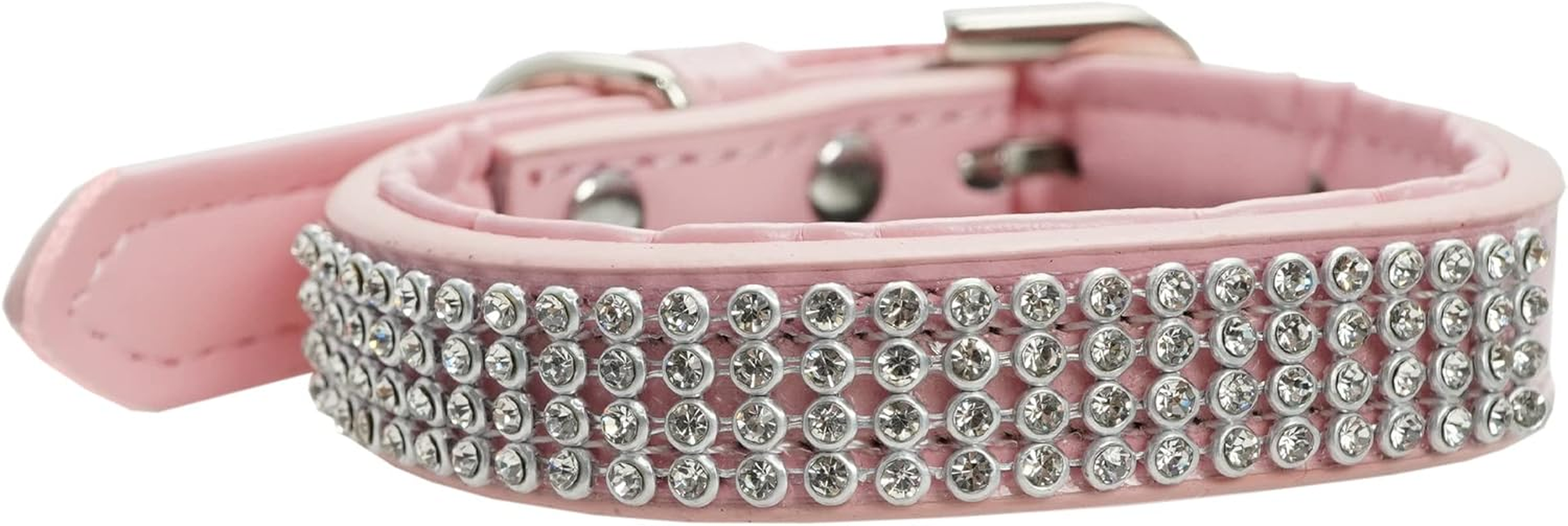 D&S Blush Diamante Vegan Leather Dog Collar, Large