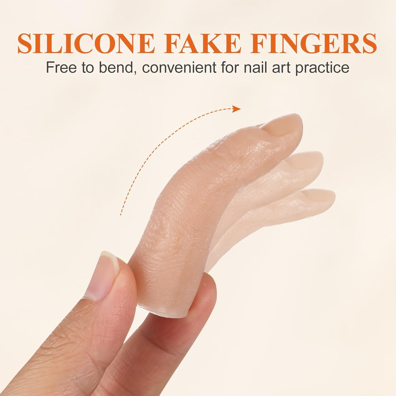 Silicone Practice Fingers for Acrylic Nails, Soft Fake Fingers to Practice Fake Nails, Flexible Nail Practice Fingers Hand for DIY Flexible Nail Art Training image number 2