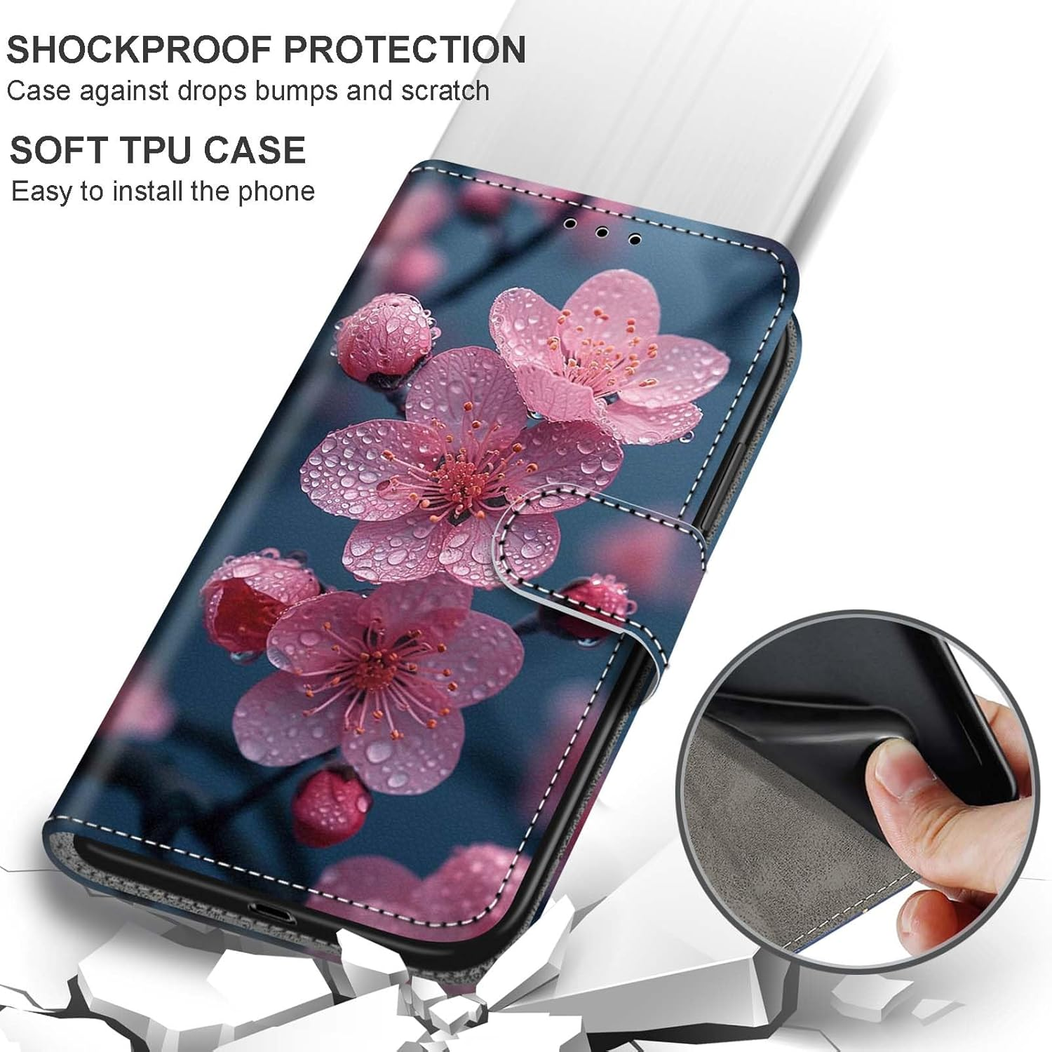 Mobile Phone Case for Iphone 16E Cases Premium Leather Case Foldable Wallet Magnetic Card Slot Stand Function Protective Case Compatible with Iphone 16E Cover, Flower - Pic: Animal image number 2