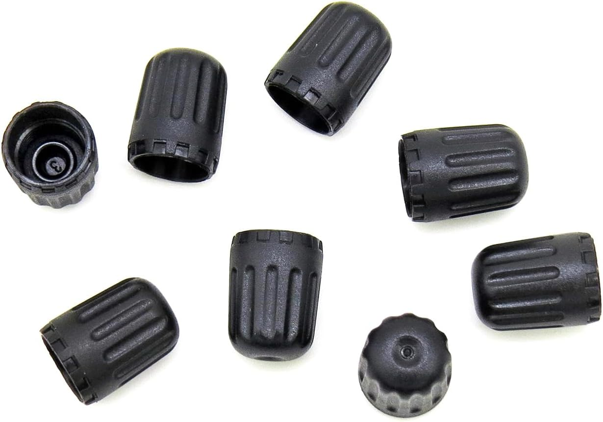Black TPMS Plastic Tire Valve Stem Caps with Rubber Seal Universal Long Air Valve Stem Caps for TPMS20008 Rubber Valve, Airtight Seal, &shy;All-Weather, Air Protection, &shy;Light-Weight (8 Pack)