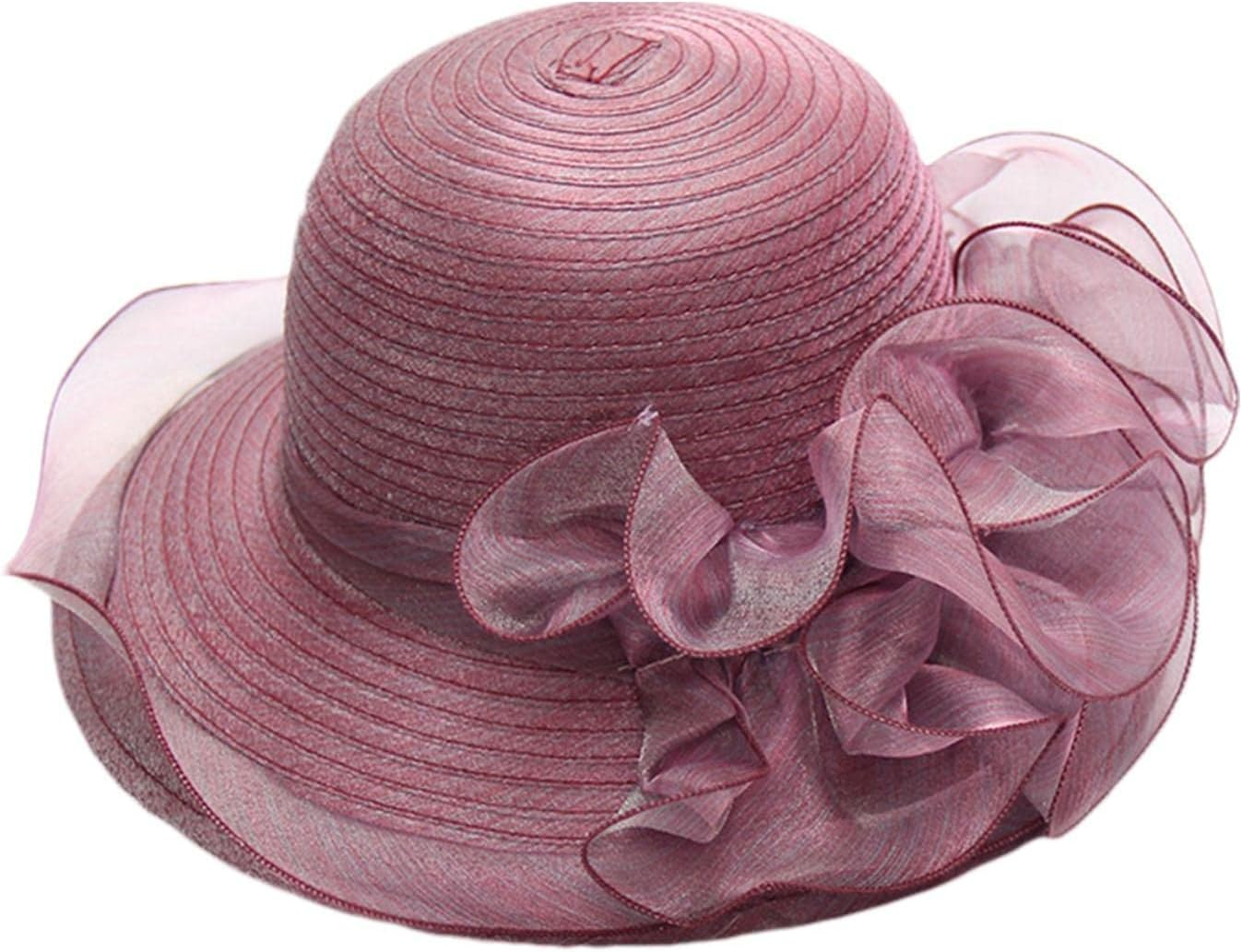 POCHY Tea Hats for Women | Women'S Organza Derby Tea Hat,British Fascinator Bridal Tea Wedding Hat Purple image number 5