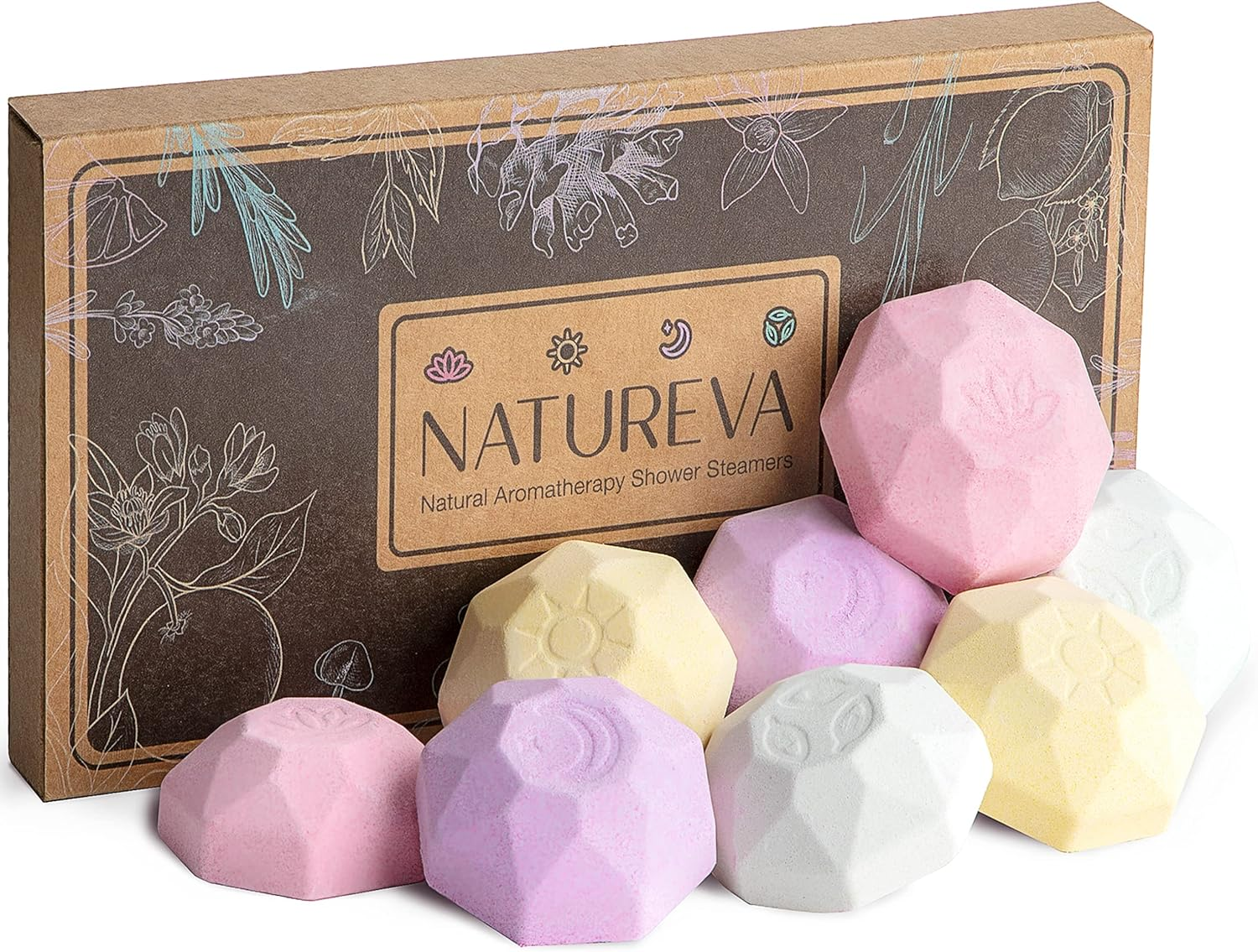 Organic Shower Steamers Aromatherapy - 8 XL Natural Shower Bombs, Essential Oil Shower Steamer Gift Set, Self Care Kit, Stocking Stuffers for Women, Stress Relief Relaxing Gifts, Spa Gift Box image number 2