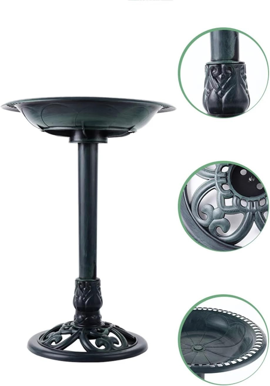 Birdbath Water Bowl Bird Bath Feeder Station Outdoor Pedestal Garden Decor Art image number 4