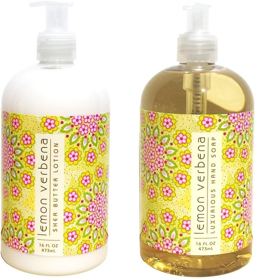 Greenwich Bay LEMON VERBENA Hand & Body Lotion and Hand Soap Duo Set Enriched with Shea Butter 16 Oz Ea.