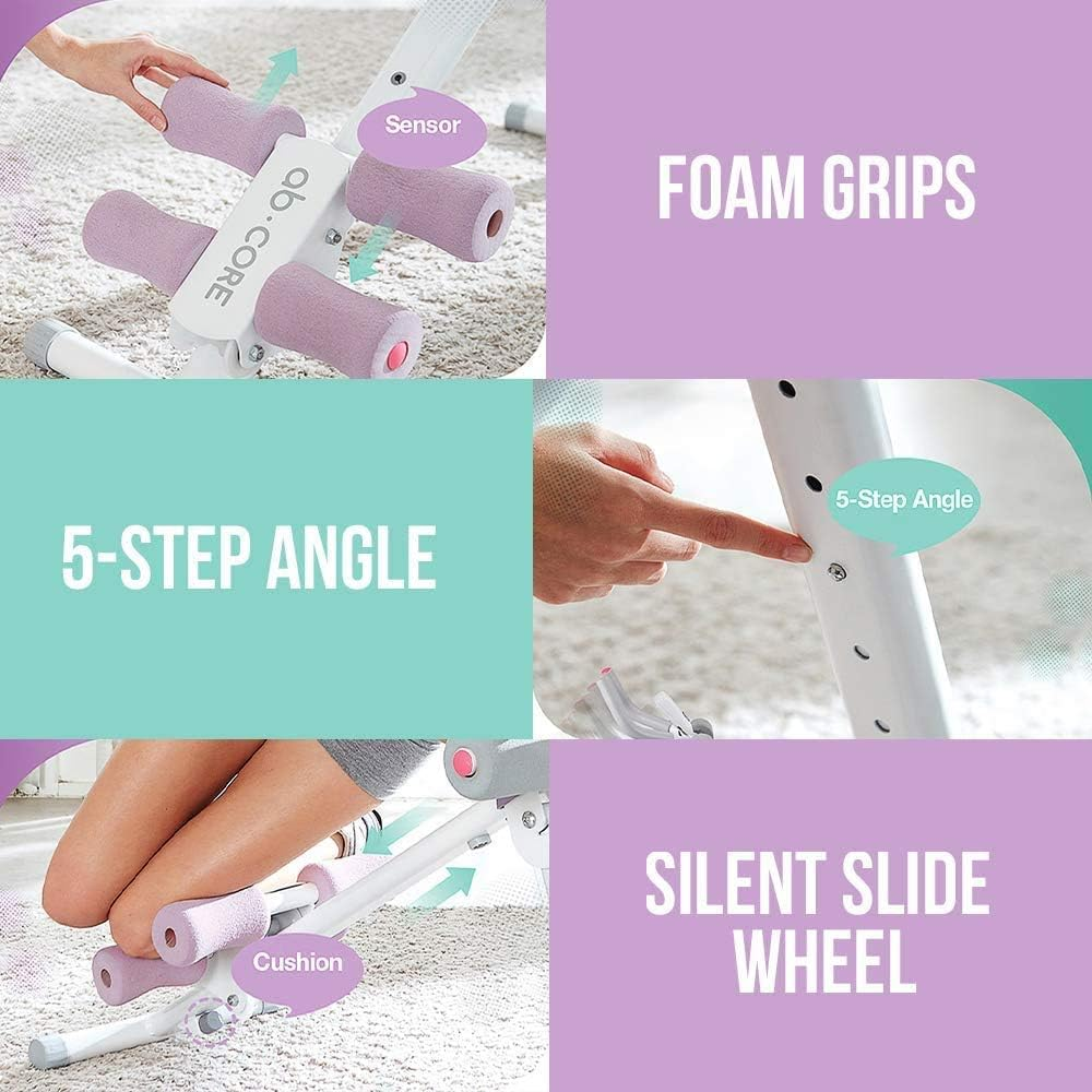 Leikefitness Height Adjustable Ab Trainer Abdominal Whole Body Workout Machine Waist Cruncher Core Toner, Leg, Thighs, Buttocks Shaper with LCD Monitor AB9300