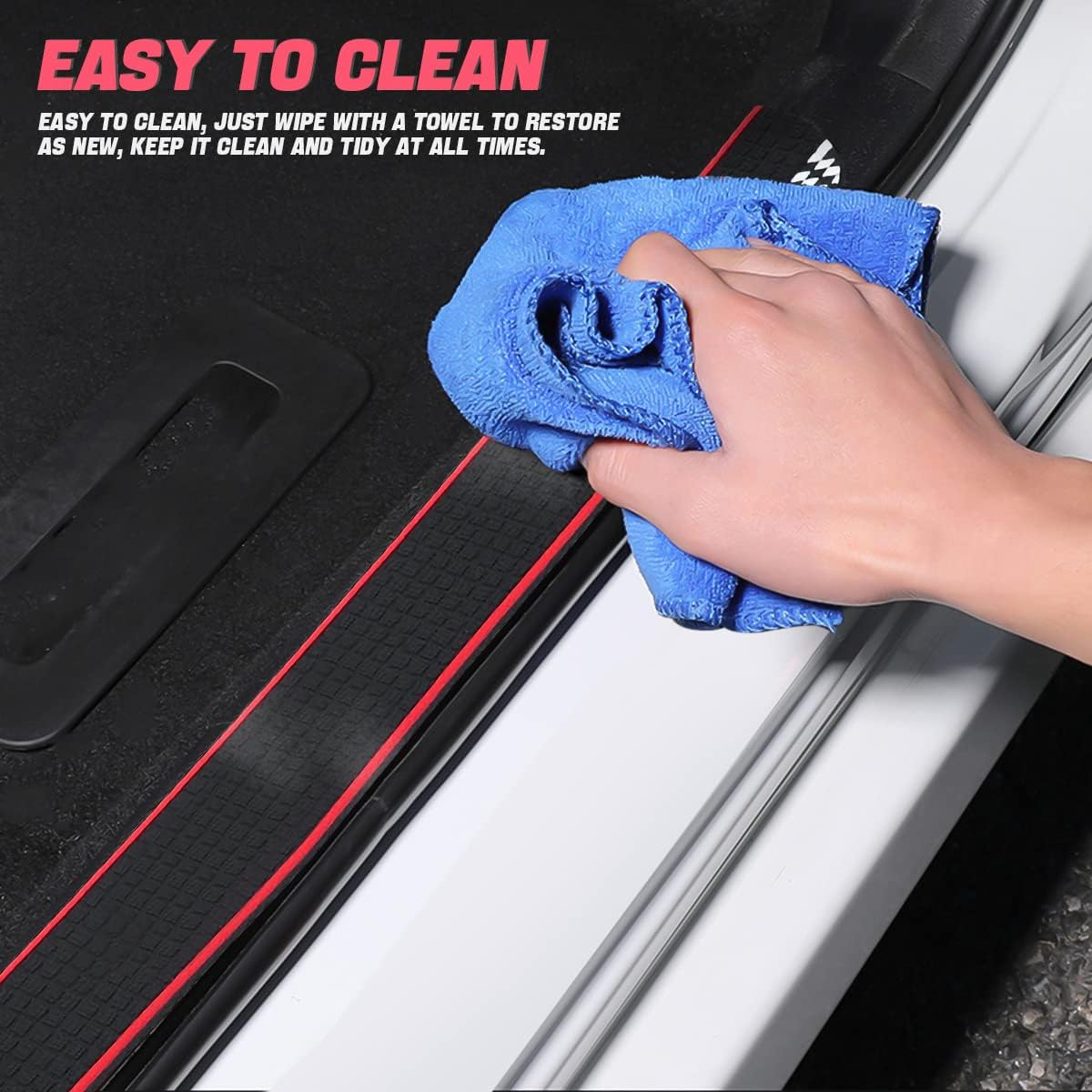 Car Rear Bumper Guard Protector, Universal Black Rubber Anti-Scratches/Slip Trunk Door Protective Pad for Most Cars, Auto Accessories for Men Women (Black) image number 2