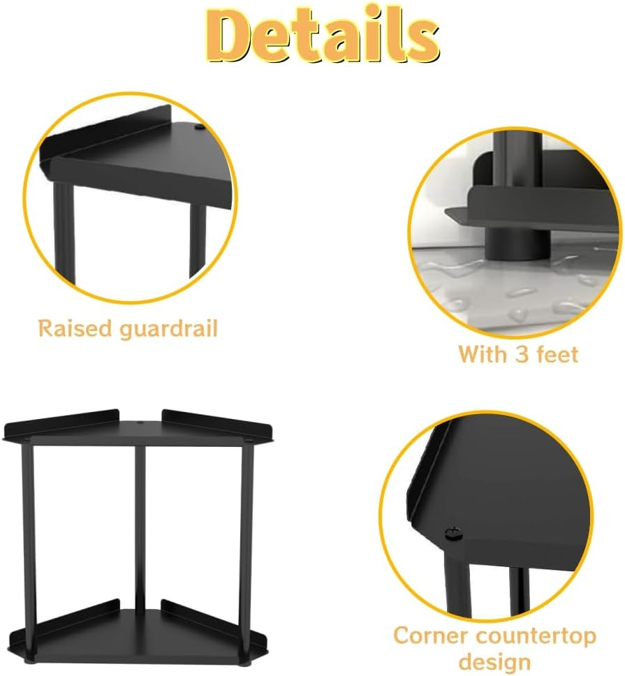 2 Tier Bathroom Counter Organizer, Vanity Organizer Corner Storage Shelf, Skincare, Makeup Countertop Organizers, Perfume Organizer,Vanity Tray Black Counter Storage for Kitchen,Bathroom image number 6